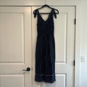 Moon River Womens Sleeveless Pantsuit Navy White Stripe Size XS‎